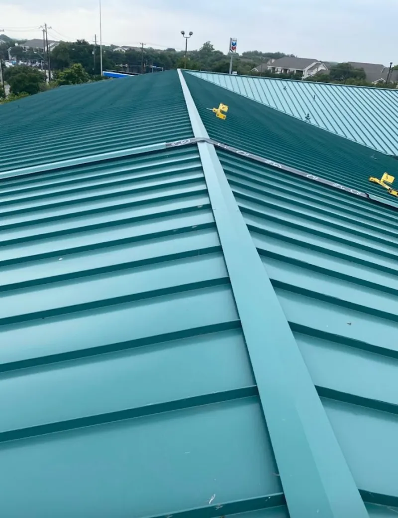Green commercial metal roof ridge and valley for Metal Roof Repair in Marysville